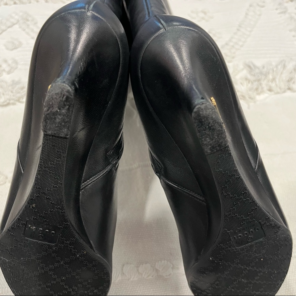 RARE Gucci Designer Black Leather Knee High Wedge Luxury Boots Size 40 - Picture 5 of 15